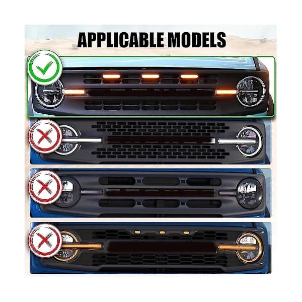 3 stk. Front LED Grill Lamper Til Tilbehør 2021 2022 2023 2/4-dørs Grill Kit[CO]