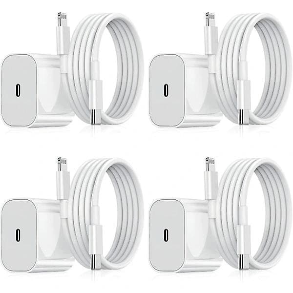 iPhone Laddare - Snabbladdare - Adapter + Kabel 20W USB-C Vit 4-pack