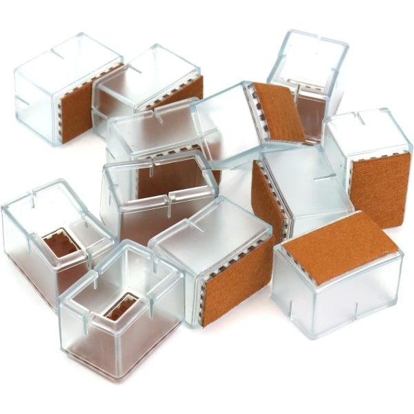 12 stk Silikon Rektangulære Stolbensbeskyttere for Stol/Bord/Sofa Ben Bredde 24-30mm x Lengde 39-47mm