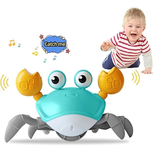 Kravlende Krabbe Babylegetøj til 3-12M, Sensorisk Mavetid & Lærende Kravlelegetøj med Lys & Lyd[co]