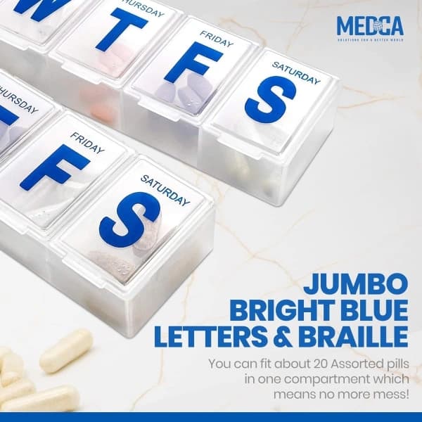 Veckovis pillerorganisatör, 7 dagars pillerplanerare extra stor, 2-pack[co]