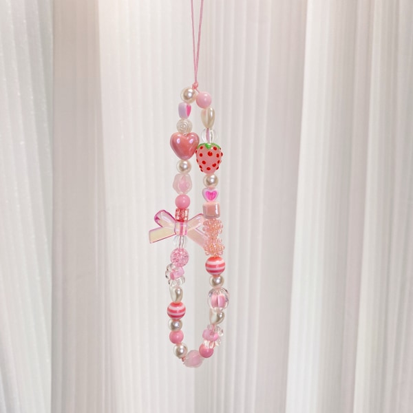 Mobilt klockband kedja lanyard kvinnor flickor smycken pärlor hänge
