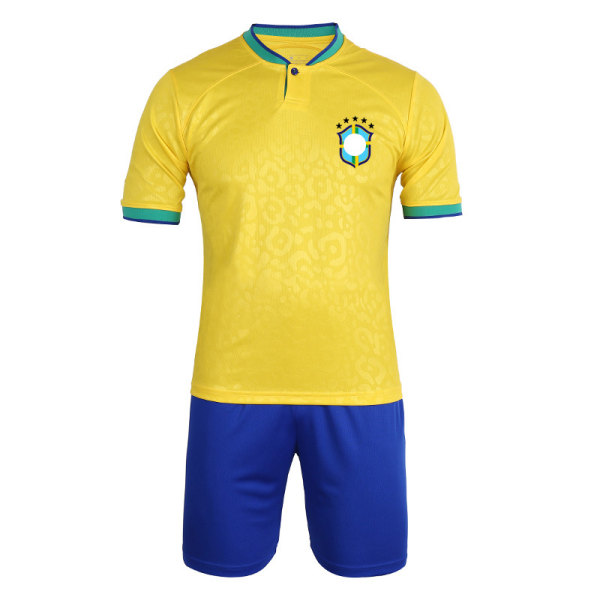 VM för vuxna kortärmad T-shirt set för att stödja Brasilien, gul, XL