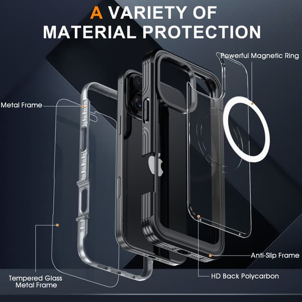 Ultra Full Protection MagSafe -kotelo iPhone 16 Prolle, musta