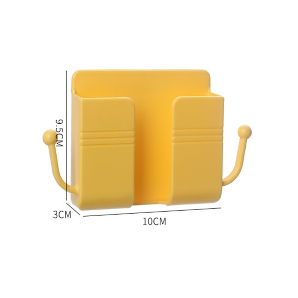 Mobiltelefon laddningsfäste multifunktionsvägg hålfri sovrum väggmonterad sängbordsförvaring fjärrkontrollhylla（gul）