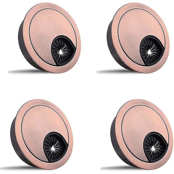 4 st kabelgenomföring för skrivbord bordsgenomföring zinklegering diameter 60 mm (röd brons)