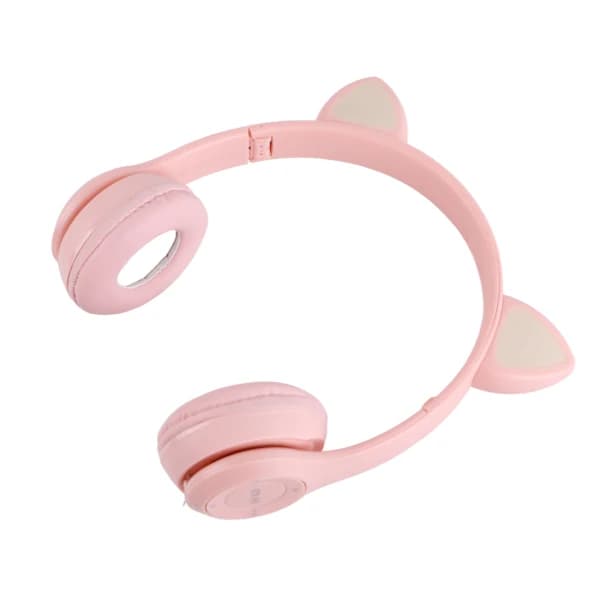 Trådløst headset Søt katteform HiFi Lydkvalitet Lysende Stereo Bluetooth-hodetelefoner for Hjemmeskole Kontor Rosa[CO]