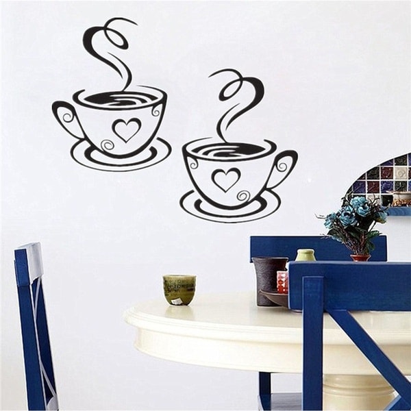 Ett par kaffemuggar avtagbara väggdekaler för kaffe