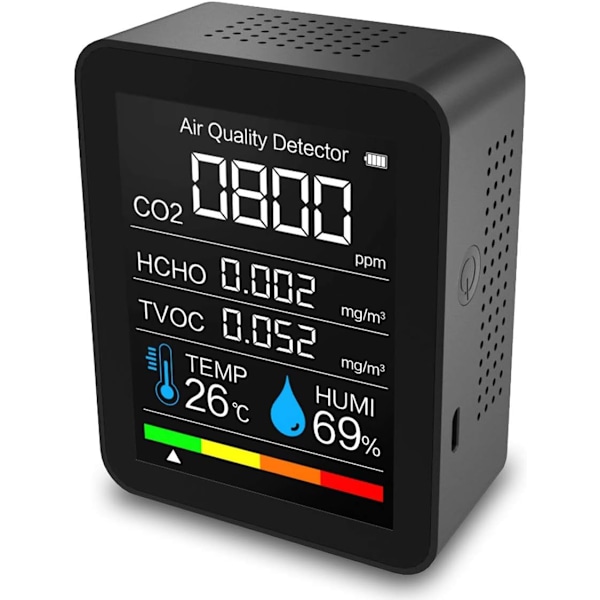 Bärbar luftkvalitetsdetektor Temperatur Fuktighet Co2-detektor