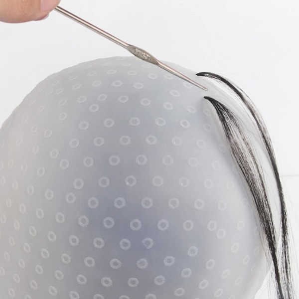 Silikonhätta för slingor Professionell slinghätta med hål Återanvändbar hårfärgningshätta för salongens hårfärgningsverktyg (1 st, vit)
