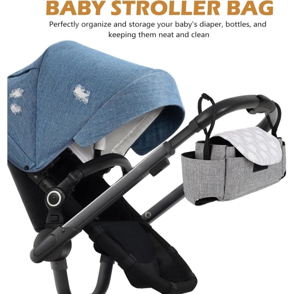 Barnvagnsorganisatör Väska med Mugghållare Blöjförvaringsväska Buggy Organizer