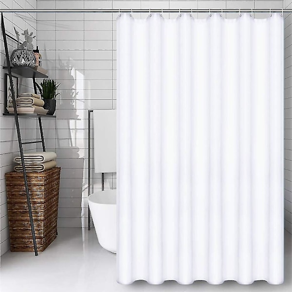 Hvit dusjforheng, muggsikkert og mugg-resistent vaskbart polyester baderomsgardin med 12 stk kroker (71x71 tommer, 180x180 cm)