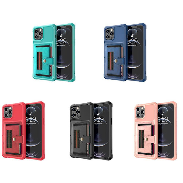 iPhone 12 Pro Max - Practical Stylish Case with Card Holder Röd