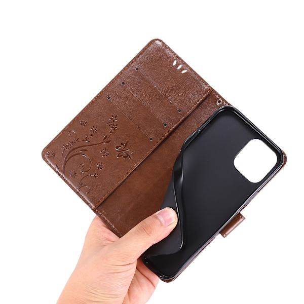 iPhone 12 / 12 Pro - Blomsterdeksel - Brun Brown Brun