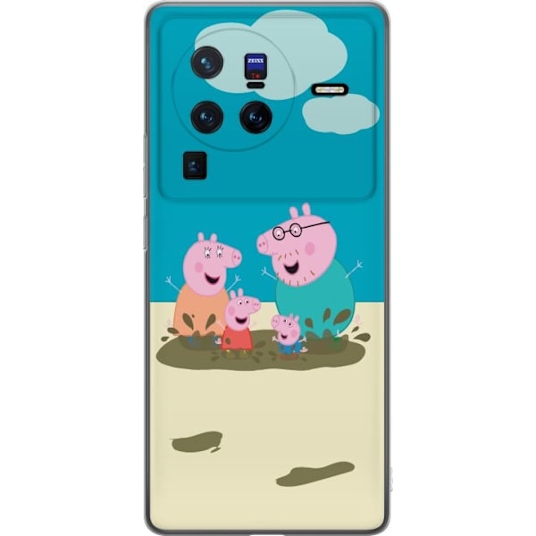 vivo X80 Pro Läpinäkyvä Kuori Peppi Possu Perhe George Lätäkkö
