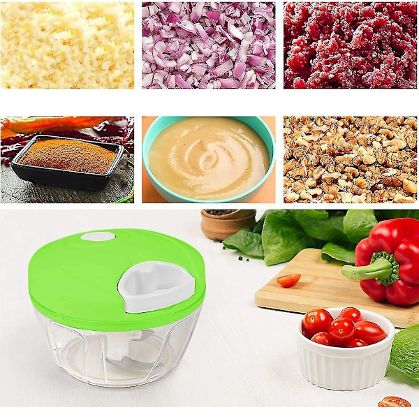 Manuell mathakker for grønnsaker, frukt, nøtter, løkhakker, håndtrekk mincer blender mikser matprosessor