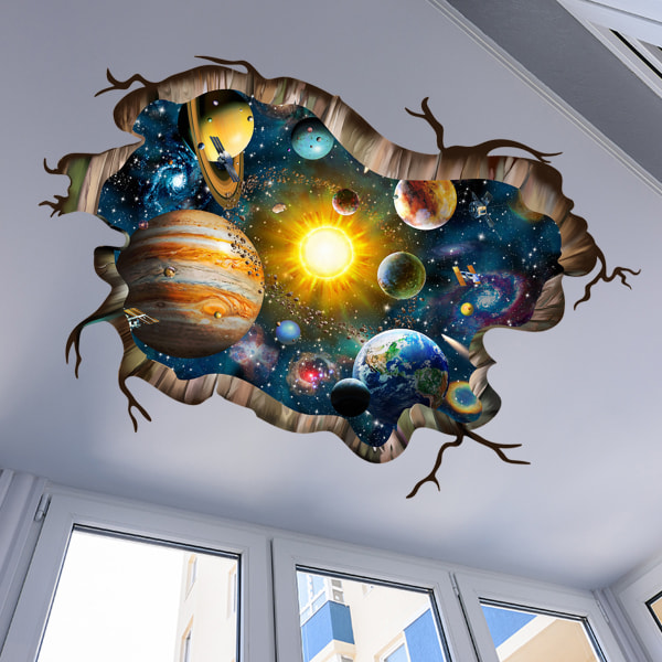 3D Planet Wall Stickers Outer Space Wall Stickers för barnrum