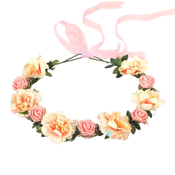 Blomsterhårbånd, pent utseende, justerbart, kunstig, kvinne, jente, blomsterkrans, krone til bryllup
