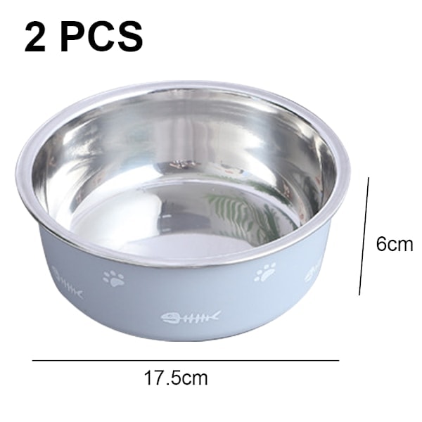 2 stk. rustfrit stål hundeskåle, tyk dobbeltlags rustfrit stål hundeskål