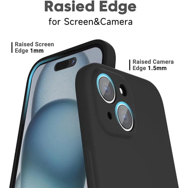 iPhone 15 Plus Mat Sort Cover - Ekstra Kamerabeskyttelse iPhone 15 Plus