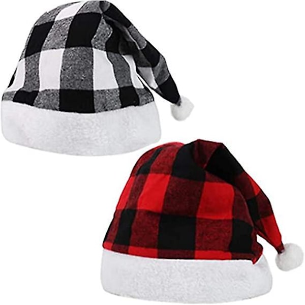 2 Christmas Hats Christmas Plaid Hats Unisex Comfortable Christmas Hats Christmas Festive Holiday Party Supplies