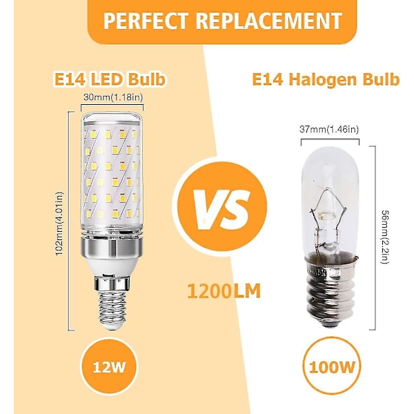 4 kpl E14 Led-lamppua 12w 1200lm Halogeenilamppu Vastaava 100w 3000k Lämmin Valkoinen Ac220-240v Ei Himmennettävissä