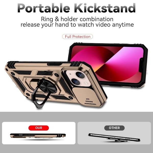 iPhone 14 Kuori Ring Armor CamShield Kultainen