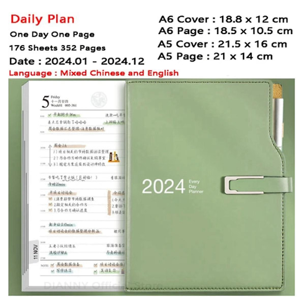 2024 Plan A6 Schema Detta Kalender 1 Sida 1 Dag Anteckningsbok Stationery Anteckningsbok Kontorsverktyg