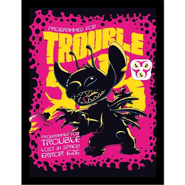 Lilo & Stitch Comic 2 Stitch Innrammet Plakat 40cm x 30cm Svart/Rosa/Gul Black/Pink/Yellow 40cm x 30cm