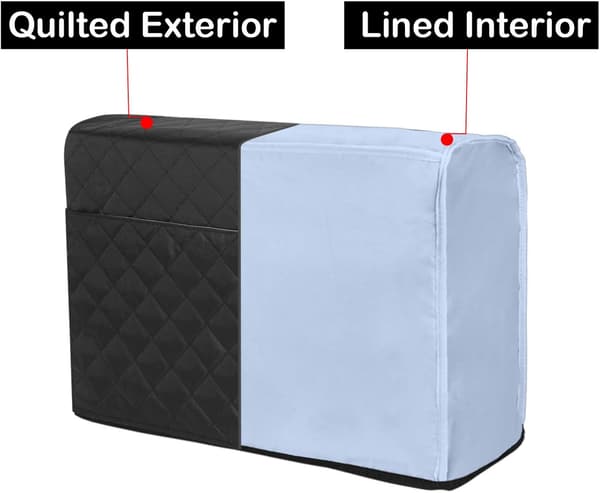 Sewing Machine Cover, Compatible with Singer and Brother Machines, Sewing Machine Accessory Protector with Pocket, Quilted Black