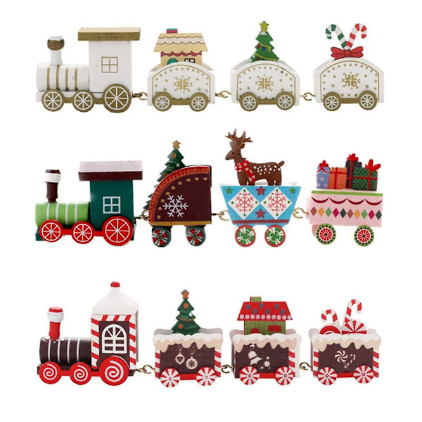 Jul Dekoration för Skrivbord Jul Trä Tåg Festlig Prydnad Tomte - Hem Julgåva Dekor