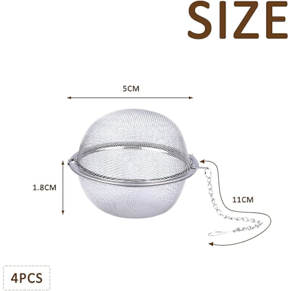 Crday 4 st teinfuser, tesil i rostfritt stål, tesil med finmaskig sil, present