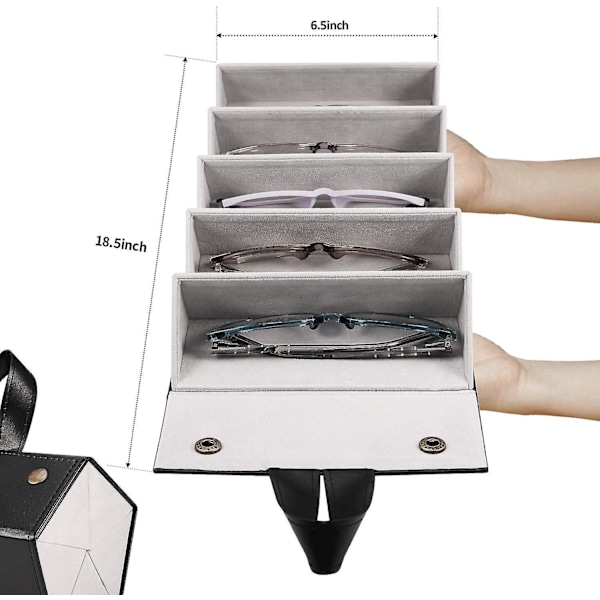 Sunglass Eyeglass Organizer Collector 5 slot PU Eyeglasses Storage Case Box Multiple Hanging Eyewear Display