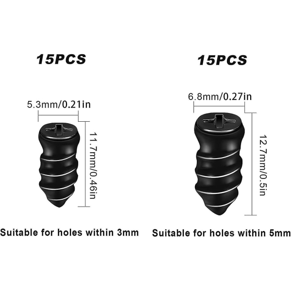 30 st Car Tire Studs, Gummistuds Däckreparation Gummi Spik Snabbverktyg (15 S+15 L)