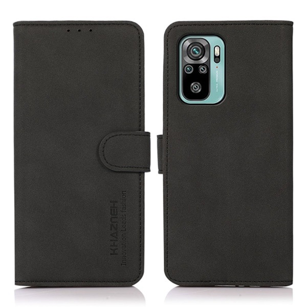 Xiaomi Redmi Note 10S - KHAZNEH Retro Nahkakotelo - Musta