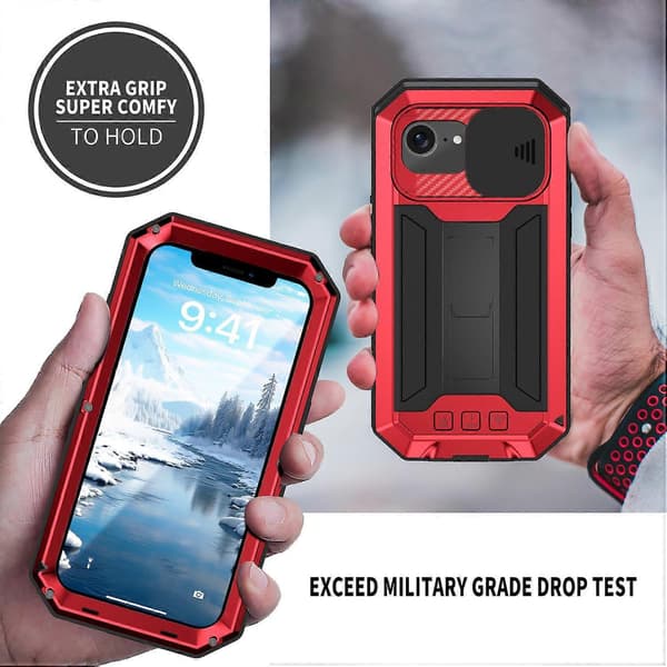 Skyvbart Kamera IP54 Liv Vanntett Holder Mobilskall Rød Red For iPhone 16e