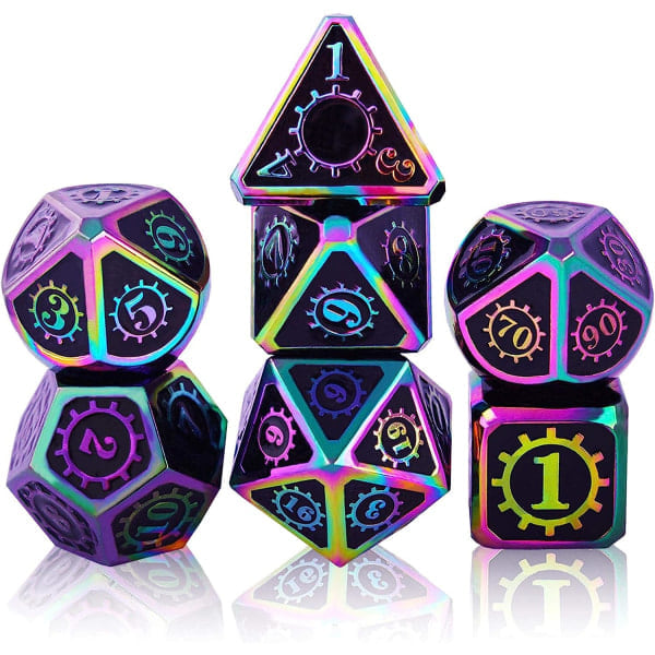 7 st Metall RPG Tärningsset, Rollspel DND Polyhedral D&D