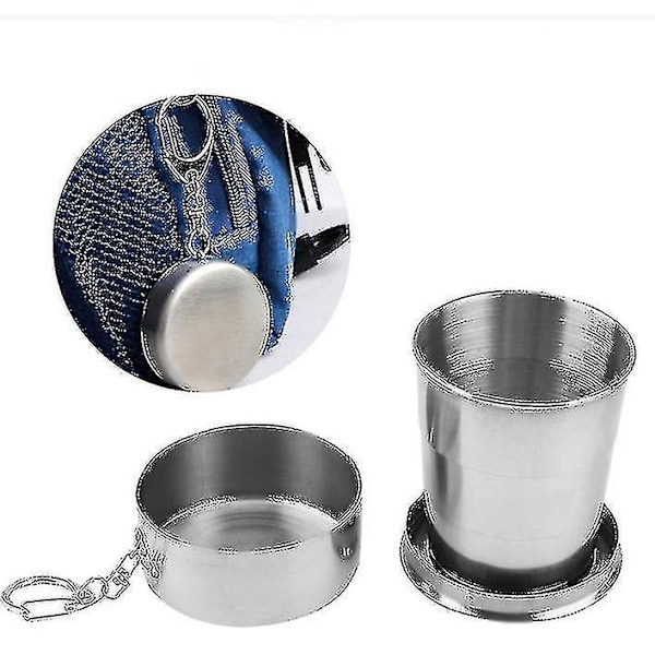 150ml Metall Stål Fällbar Kopp 3 Sektioner Bärbar Set Munsköljningskopp Tvättkopp