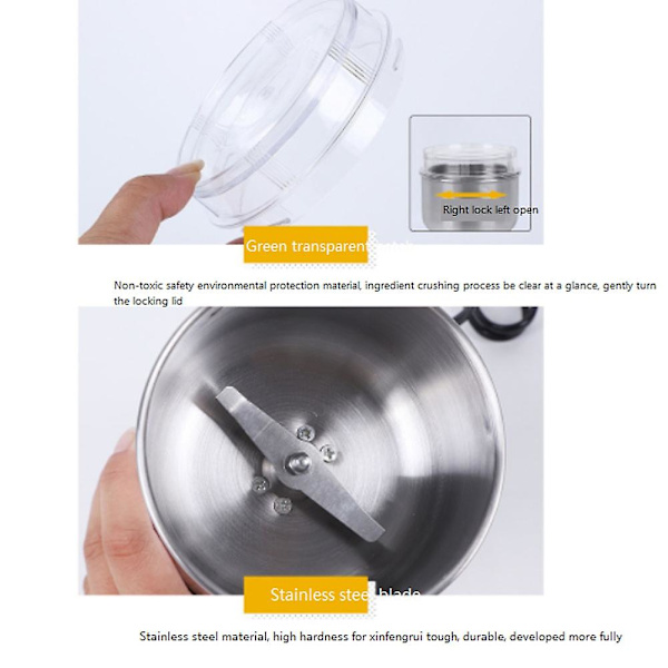 Elektrisk kaffekvarn Torkkvarn Portabel kaffebönblandare Kaffemaskin EU-kontakt