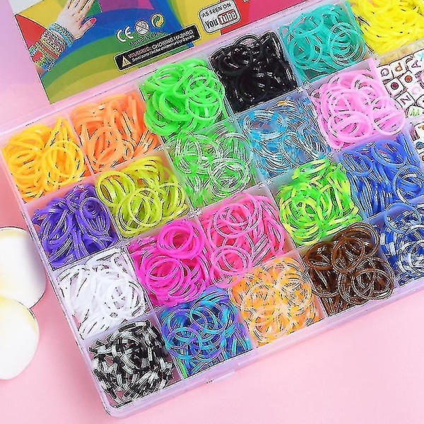 Loom Bands for barn, nytt Loom Bands-sett, elastiske Loom-bånd for armbånd, DIY-håndverk, armbåndslaging