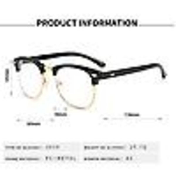 Blålysblokkerende briller Retro Semi Rimless Uv400 Klare linser Databriller for menn kvinner