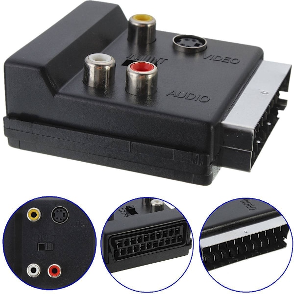 Female Adapter Black for DVD Players 21Pin Scart Adaptor Block to with in/Out Switch Scart Adaptor Block Car Connectors