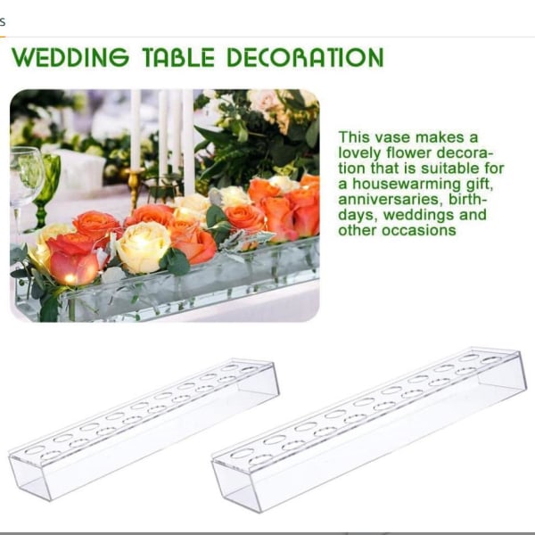 Rektangulärt blommigt mittpunkt för matbord - Modern akrylvas - Lågblommiga vaser för bordsdekorationer för hem och bröllop