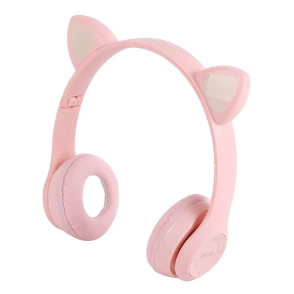 Trådløst headset Søt katteform HiFi Lydkvalitet Lysende Stereo Bluetooth-hodetelefoner for Hjemmeskole Kontor Rosa[CO]