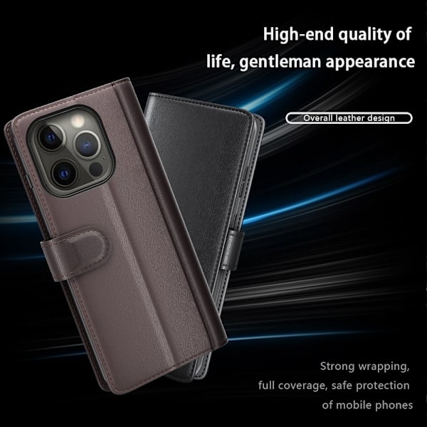 iPhone 13 Pro - Premium Äkta Läder Fodral - Brun