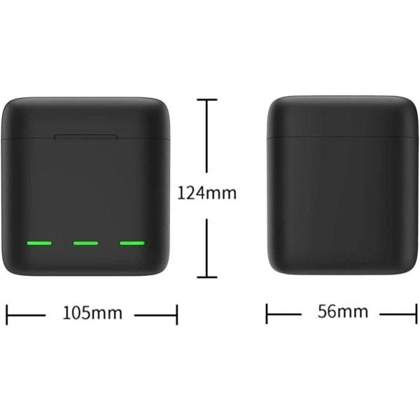 3-kanals typ C batteriladdare för GoPro Hero 10 9 Black