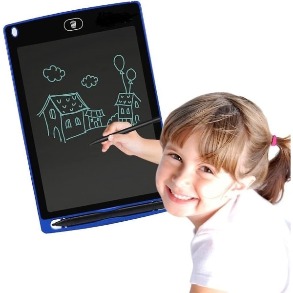 Sininen LCD-piirustustaulu, 8,5 tuuman digitaalinen piirustusalusta paperiton muistiinpanotaulu kannettava kestävä piirustustaulu lapsille ja aikuisille