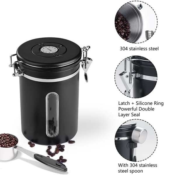 Kaffebeholder - Stor lufttett kaffeboks i rustfritt stål - FA7-