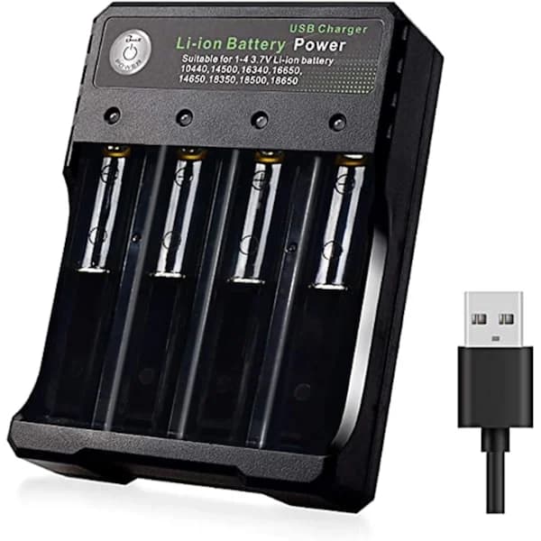 Batterilader 18650 Litiumion Oppladbar