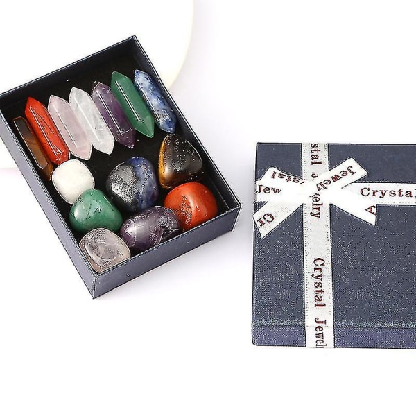 7 Chakra Healing Crystal Stone Set Reiki Meditation Stone Yoga Amulet Med Presentförpackning